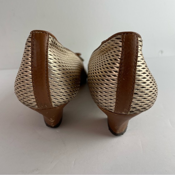 ✨✨Luz da Lua Vintage Gold Asymmetrical Heel Kitten Heels - ✨✨ - Picture 6 of 10